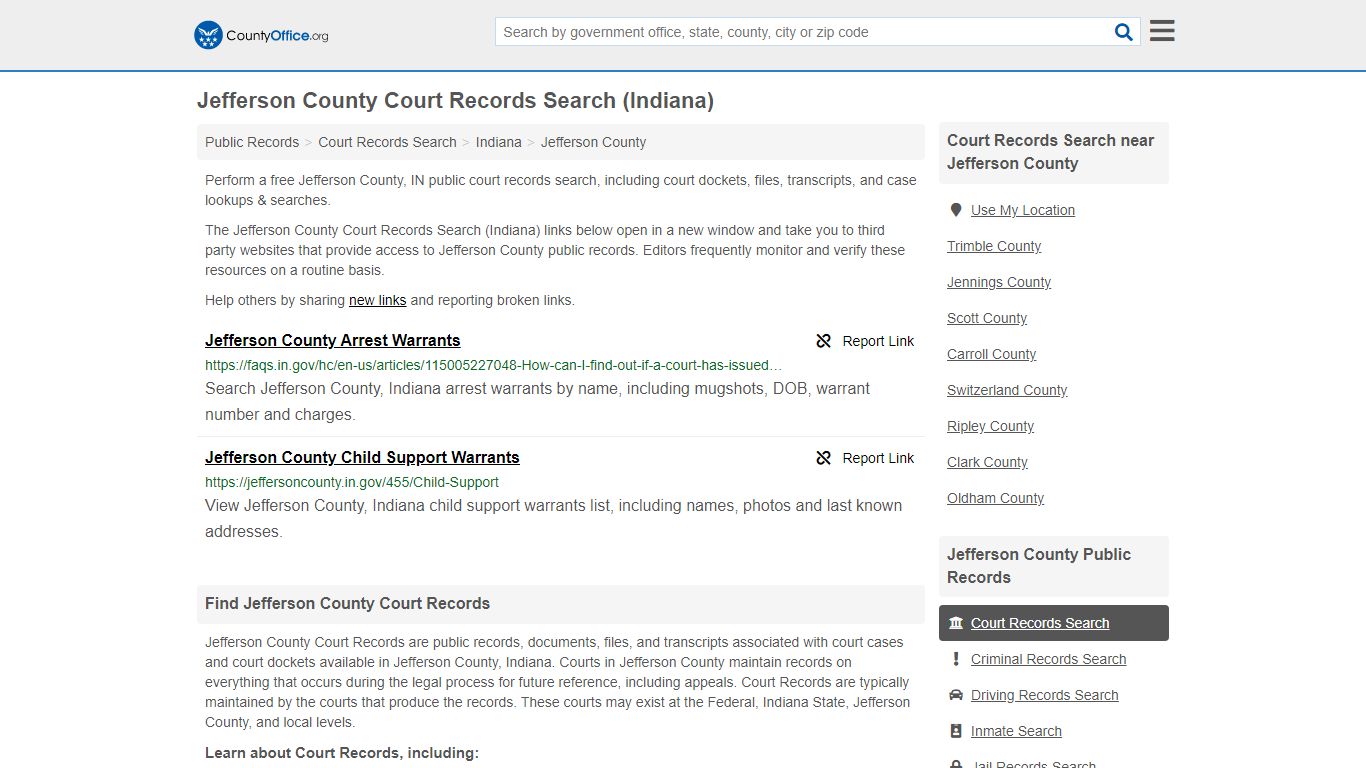 Jefferson County Court Records Search (Indiana)