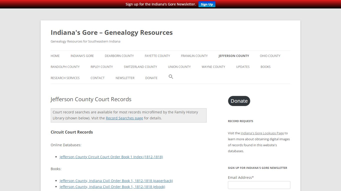 Jefferson County Court Records | Indiana's Gore ...