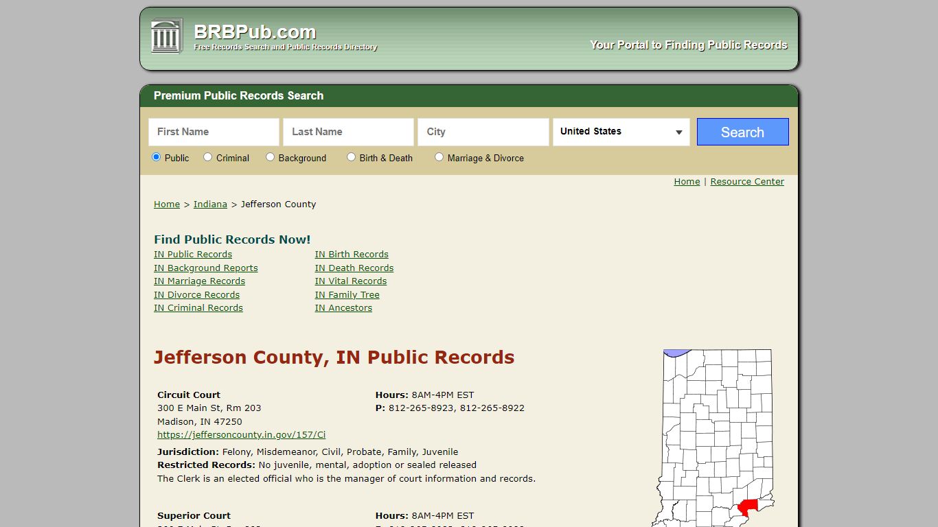 Jefferson County Public Records | Search Indiana ...